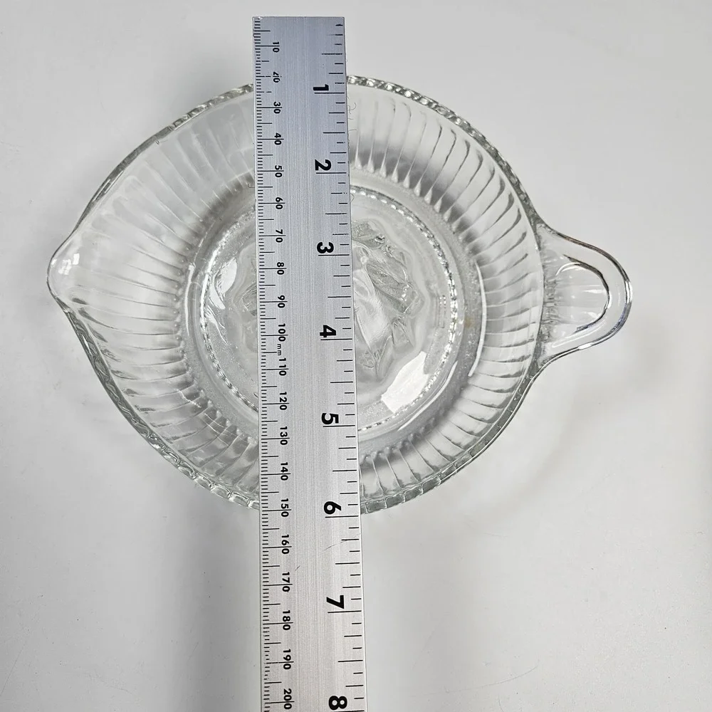 Vintage Pressed‎ Glass Clear Juicer Orange Lemon Citrus Reamer W/ Handle Spout
